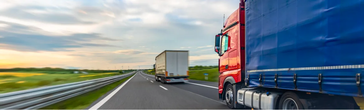 Transport truck driving on highway